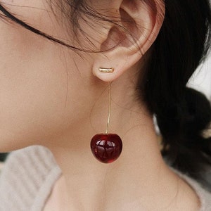 Cherry earrings etsy clearance