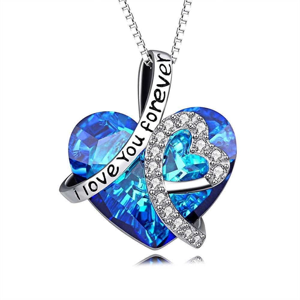 I love you forever blue heart necklace deals