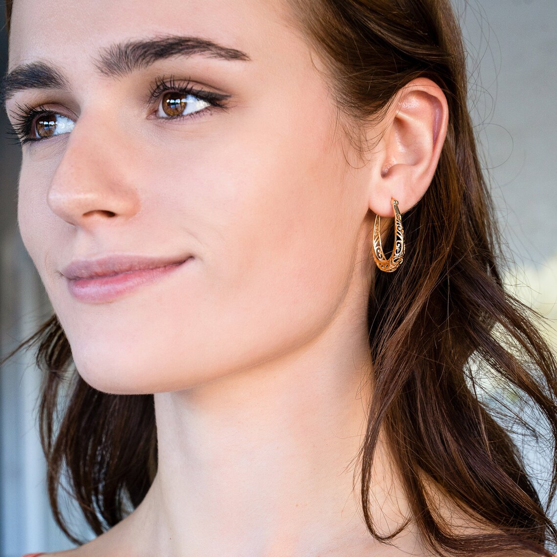 Gold Filigree Hoop Earrings 14k Gold Hoop Earrings for Women Etsy