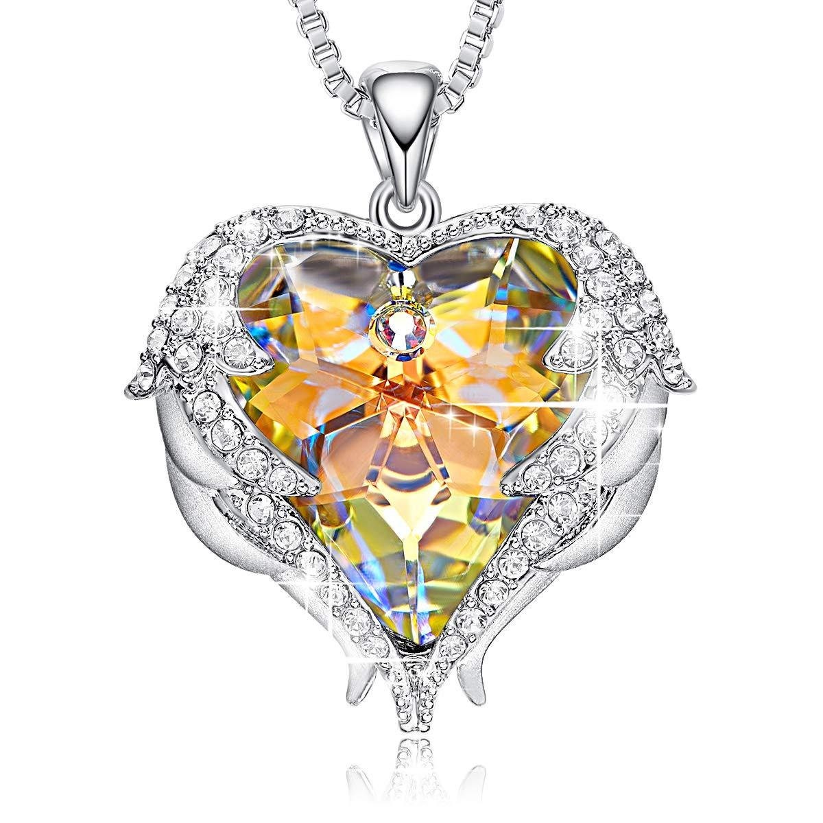 Swarovski Crystal Angel Heart Chain Pendant – Violet & Purple Designer  Fashion Jewellery