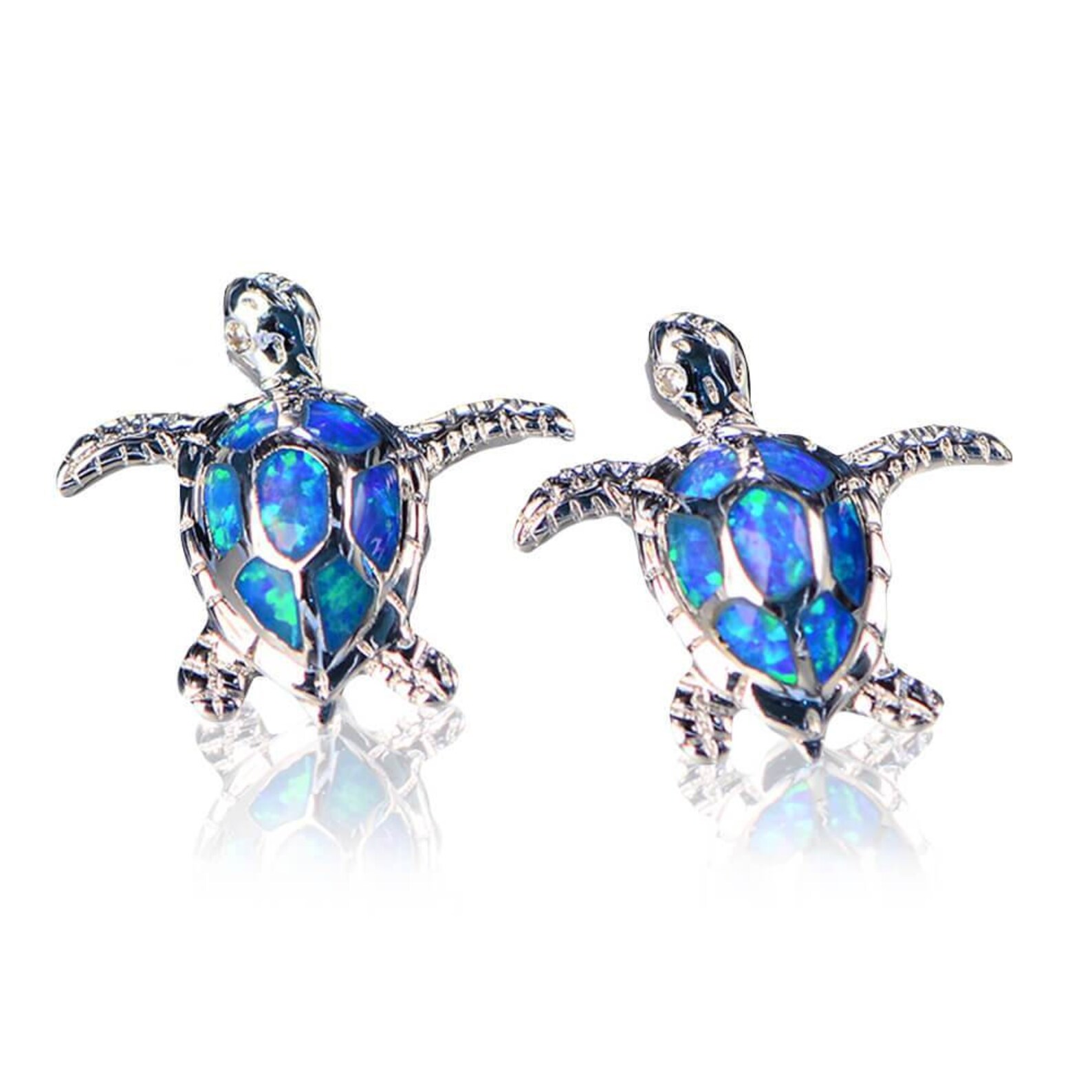 Asteria Brill Pink + Blue Turtle Earrings