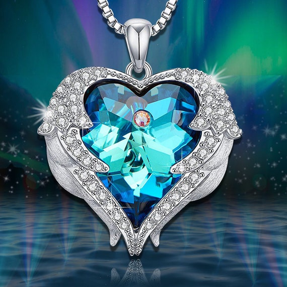 Swarovski Aqua Lavender Crystal Heart Pendant