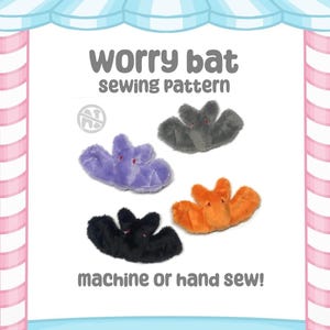 Worry Bat SEWING Plush Pattern Halloween Pattern Creepy Cute Kawaii Tiny Plush | Machine or Hand Sew (Digital Download)