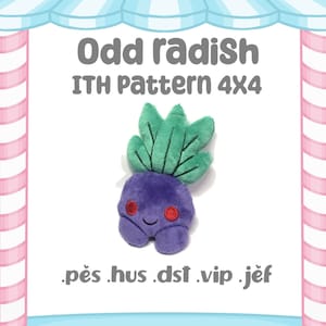 Kawaii Odd Radish Plüschtier: ITH Stickdatei (10x10cm)