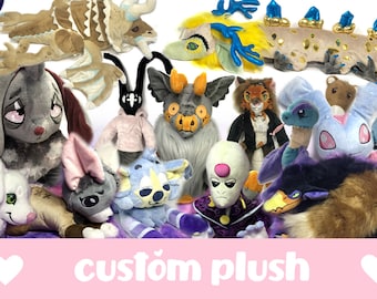 Custom Plush Fursona Character Pet Handmade Kawaii Plushie Cute Stuffed Animal Art Doll
