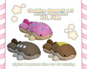 Clodsire Pancakesire Donutsire Kawaii Resin STL Files 3D Print Figurine Decoration Cute Pocket Monster