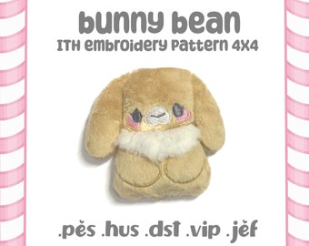 Bunny Cutie Bean ITH Embroidery Plush Pattern Keychain Nostalgia 4x4 Embroidery Machine Pattern Cute Kawaii