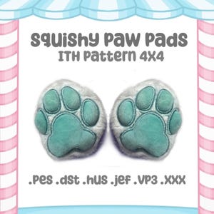 Motif de broderie de coussinets Mochi, haricots peluche kawaii (4 x 4) (téléchargement numérique)