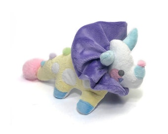 Funceratops Clown Triceratops Plushie Kawaii Tiny Plush Cute Fluffy Pastel Circus Clowncore