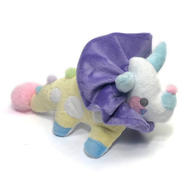 Funceratops Clown Triceratops Plushie Kawaii Tiny Plush Cute Fluffy Pastel Circus Clowncore