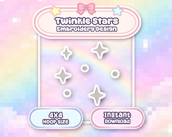 Twinkle Stars Embroidery Machine Design Kidcore Celestial Pattern (4x4) (Digital Download)