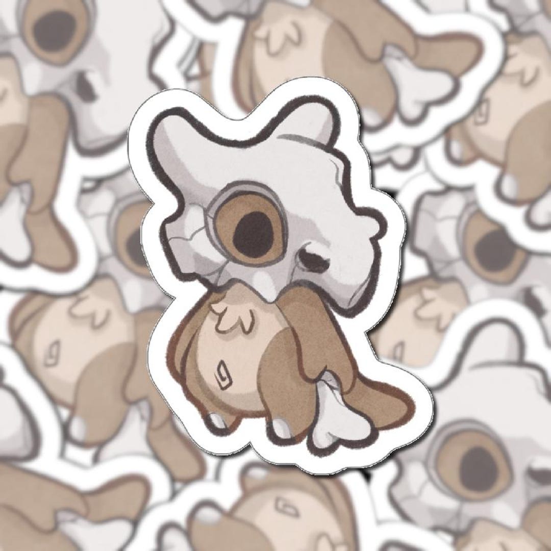Cubone Kawaii Cutie Fanart Die-cut Vinyl Sticker 4in - Etsy