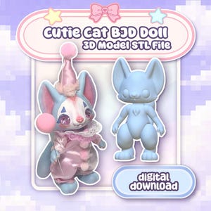 Cutie Cat BJD-pop STL-bestanden 3D-print harspop (digitale download)