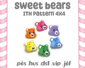 Sweet Bears ITH Embroidery Pattern Tiny Plush Cute Fluffy Pastel Keychain