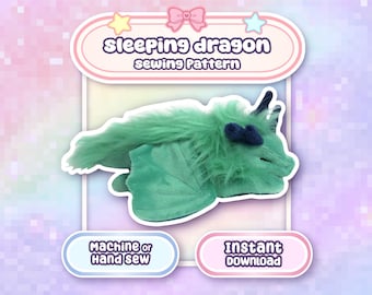 Sleeping Dragon Plush Sewing Pattern Easy Fantasy Medieval Toy Stuffie (Digital Download)