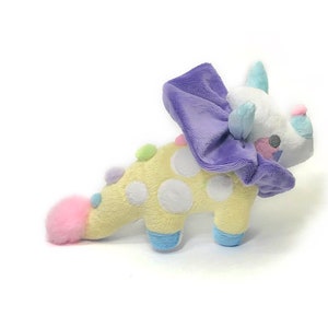 Funceratops Clown Triceratops Plushie Kawaii Tiny Plush Cute Fluffy Pastel Circus Clowncore image 2