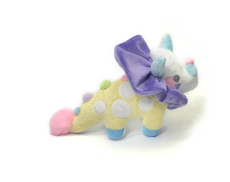 Funceratops Clown Triceratops Plushie Kawaii Tiny Plush Cute Fluffy Pastel Circus Clowncore image 2