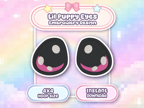 Plush Puppy Eyes Embroidery Machine Design Kawaii Plushie Pattern (4x4) (Digital Download)