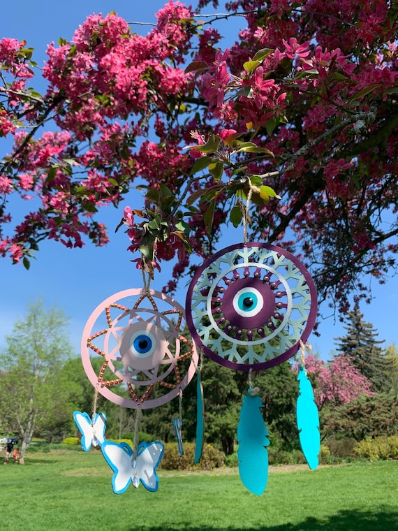 Evil Eye Dream Catcher for Protection 12x12cm Flat Hanging Etsy