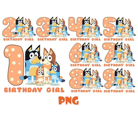 Printable Bluey Girl Birthday Iron on Transfer Png Png Girl Etsy UK