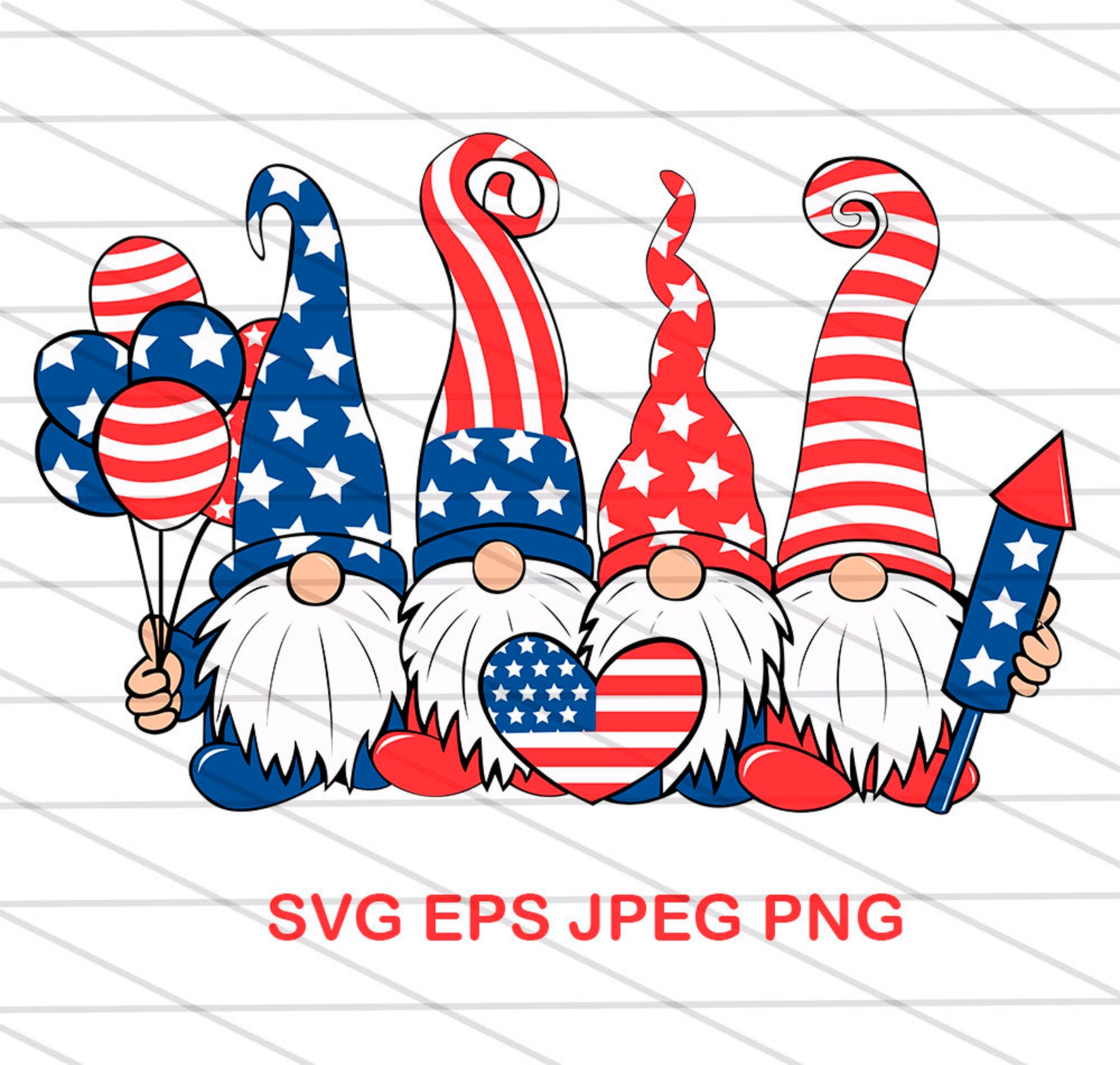 4th of July Gnomes SVG Png Eps Independence Day Patriotic Etsy