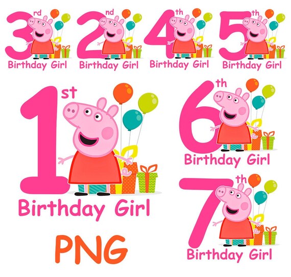 Peppa Pig PNG 1 birthday 2 birthday 3 birthday birthday | Etsy