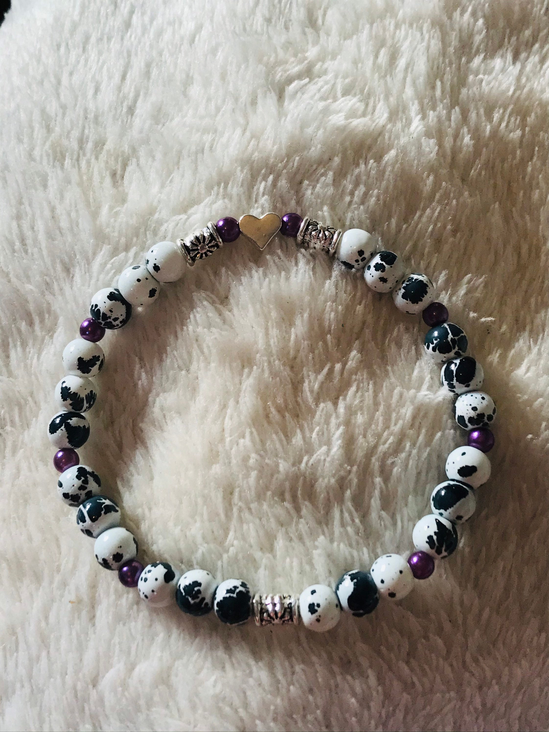 Black and white handmade beaded bracelet Etsy