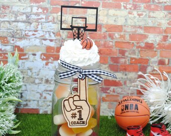 Basketball Glass Lolly Jar - Thank You Coach Candy Treat Jar, #1 Coach, Christmas Gift, Party Decor