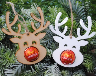 6 Pack Reindeer Chocolate Lindt Ball Ornament Holder, Teacher Classroom Christmas Gift, Kindergarten School Friends Gift - Christmas Eve Box