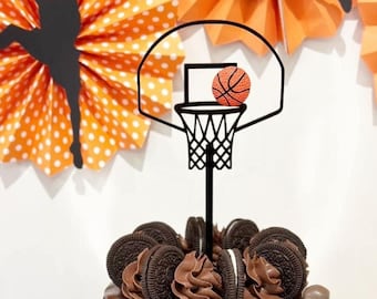 Acrylic Basketball Hoop Cake Topper - 3D Basketball Cake Topper Curved or Rectangle Backboard, Basketball Party Decor, Sneaker Cake Decor