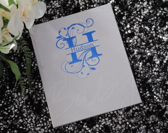 Personalised Baby Keepsake Book, Newborn Memories Keepsake Journal, Baby Shower Gift, New Mum, Pregnancy Gift, Baby Record Book - Grey Linen
