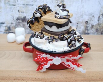 Faux S'mores - Marshmallow Sweet Dessert, Cocoa Bar Decor, Tiered Tray, Photo Props
