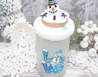 Fake Snowman Cookie Jar - Marshmallow Treat Jar, Whimsical Biscuit Storage