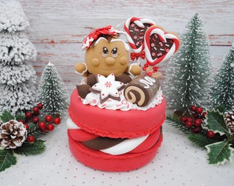 Faux Gingerbread Macaroon Cookie Display - Christmas Peppermint Candy Decor, Photo Props