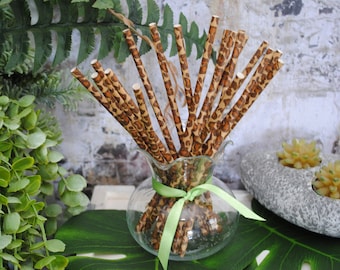 25pcs Leopard Paper Straws - Jungle Safari Birthday Party, Wild One 1st Birthday, Two Wild, Zoo Party, Wild Animals Theme, Drinking Straws