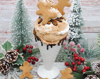 Faux Gingerbread Cookies Milkshake - Fake Christmas Drink Decor, Photo Props