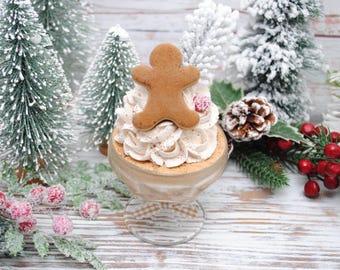 Faux Spiced Gingerbread Desserts - Fake Christmas Treat Decor, Chocolate Mousse, Sweet Shop Display Props