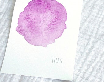 Aquarelle artisanale Lilas