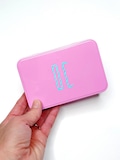 Pink metal box colorful sweetness product logo