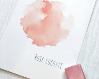 Aquarelle artisanale Rose cocotte