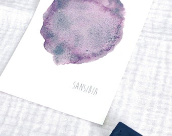 Handmade watercolor Sansibia