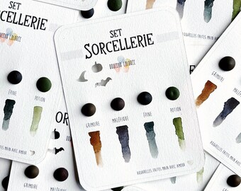 Aquarelle artisanale mini Set Sorcellerie