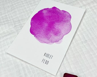 Aquarelle artisanale violet fluo