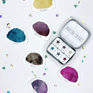 Handgemaakte aquarelset onder de oceaan