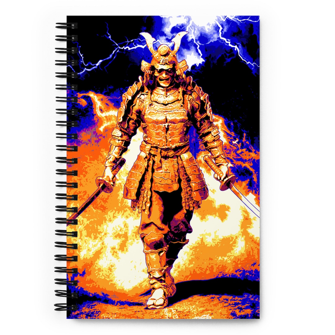 Samurai Notebook Spiral Notebook With Hand-drawn Samurai Warrior in a Firestorm - Etsy