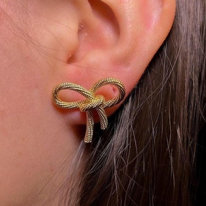Bowknot 18K Gold Plated Stud Earrings