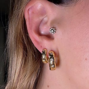 18K Gold Plated Starburst Hoop Earrings | Cubic Zirconia Huggie Hoops | Elegant Gold Earrings | Celestial Jewellery Gift
