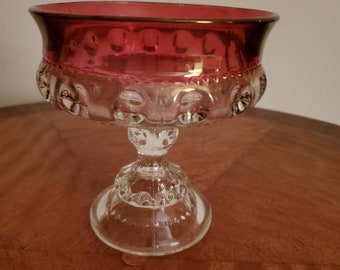 Candy Dish Tiffin Franciscan Kings Crown Thumbprint Ruby Red Compote
