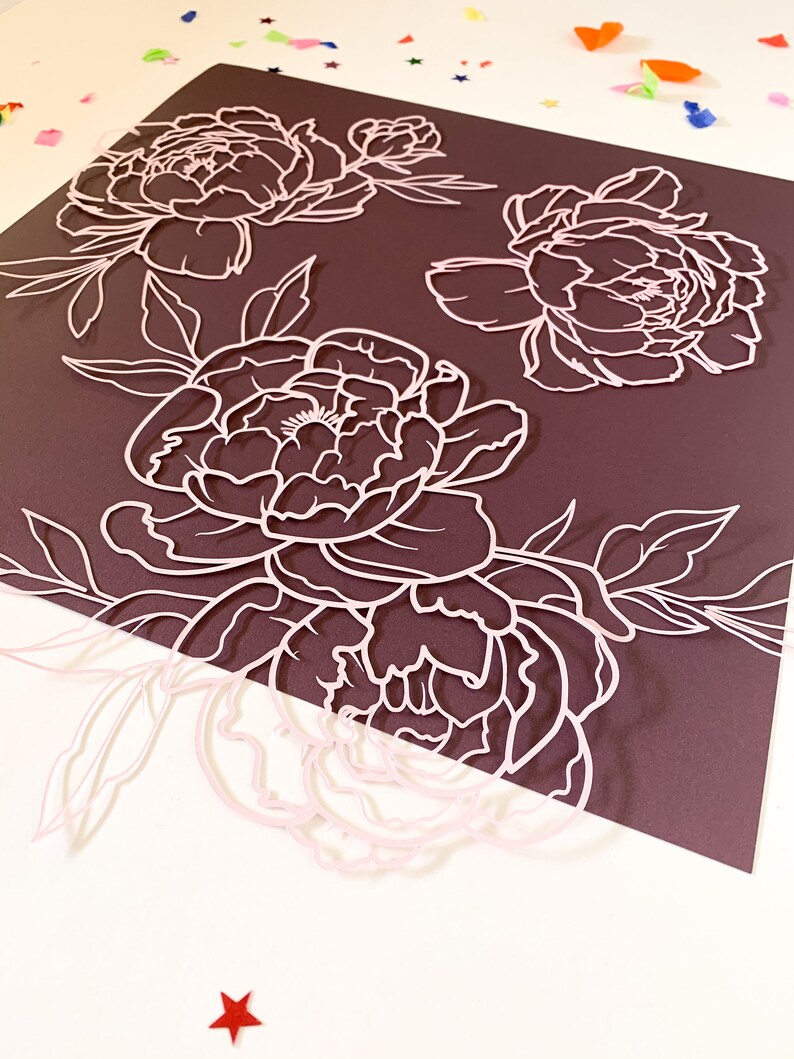 Peony Floral SVG Files for Cricut / 3 Pack Bundle / Cutting File
