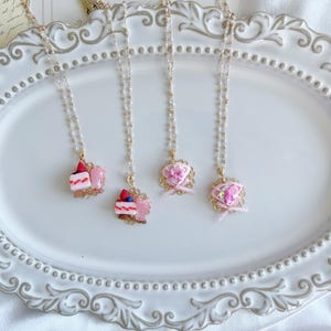 Pink Dessert Necklace,handmade Lolita accessories, cute necklace, handmade necklace.